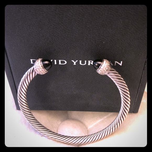 David Yurman Jewelry - RARE DY bracelet, black onyx & 3 rows of diamonds